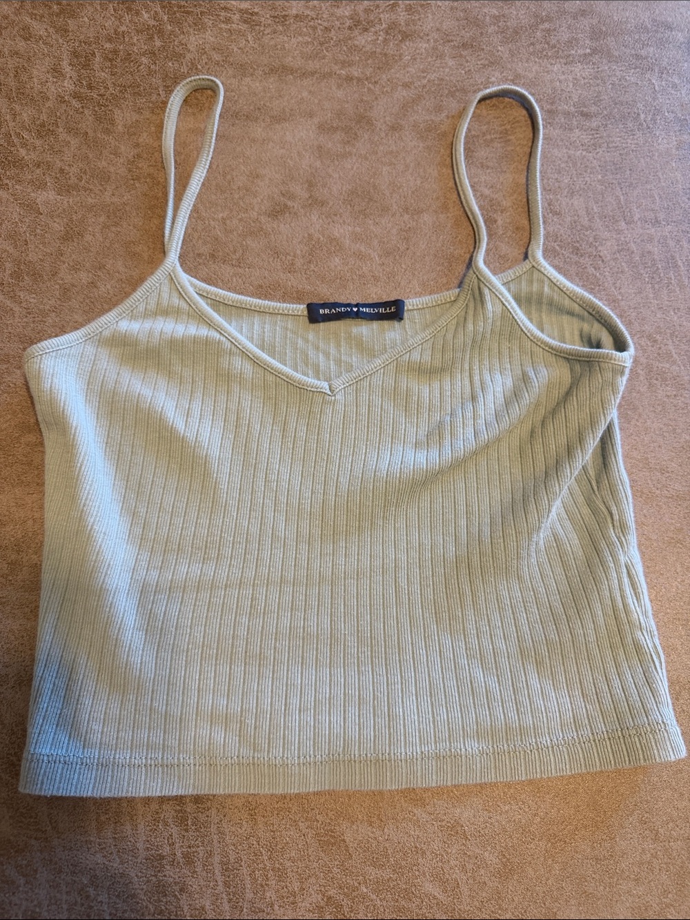 Brandy Melville Light Sage Ribbed V-Neck Tank
